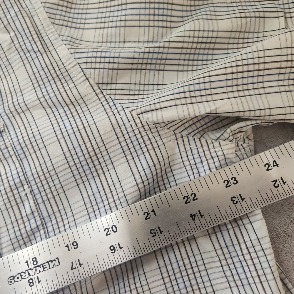 7 Diamonds Button Up Shirt Mens XL White Blue Plaid Short Sleeve Casual Preppy - Picture 4 of 12
